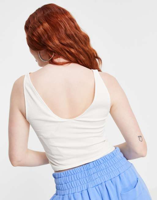 Noisy May - Sømløs croptop med V-hals i hvid, 2 af 4