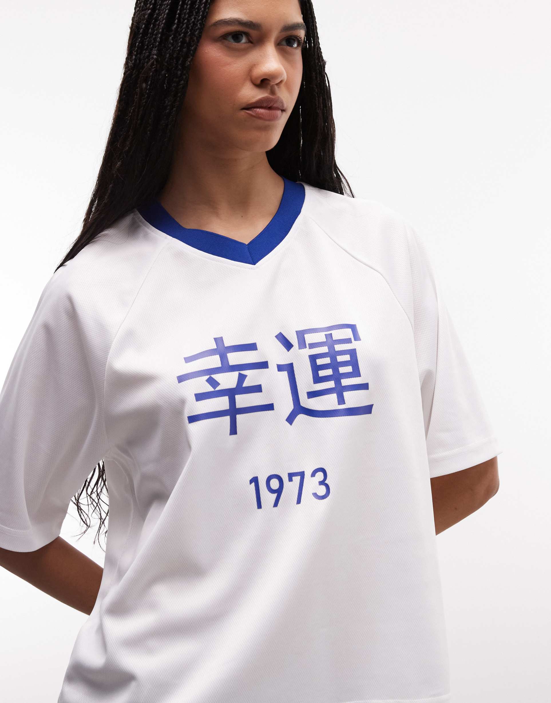 noisy may soccer top in white