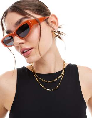 Noisy May - Sonnenbrille in Orange mit Retro-Gestell