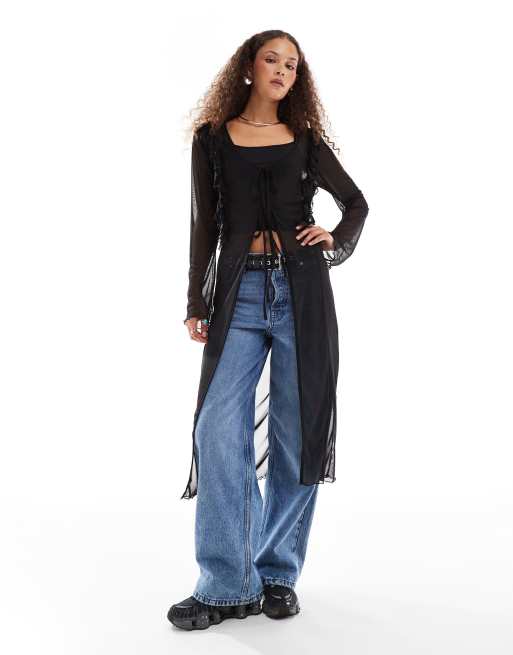 Noisy May - Sort cardigan med bindefront