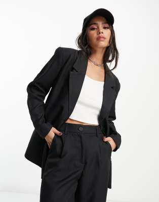Noisy May - Sort skræddersyet blazer med oversized pasform - Del af sæt