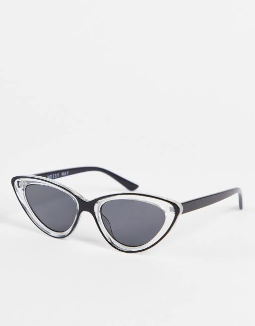 Noisy May - Sorte og gennemsigtige Cat-Eye-solbriller