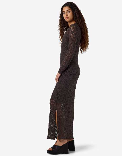 Noisy May Spitzenkleid in Schokobraun, 2 von 6