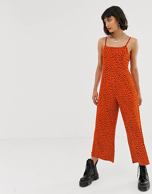 Noisy May spot print cami jumpsuit in red | ASOS
