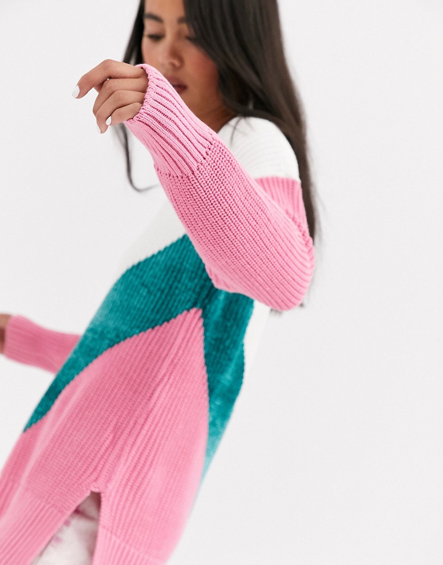 Noisy May – Stella – Långärmad tröja med färgblock-Flerfärgad