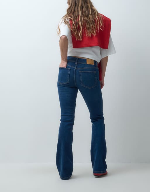 Noisy May Stevie jean bootcut taille mi-haute en denim bleu foncé, 3 de 5