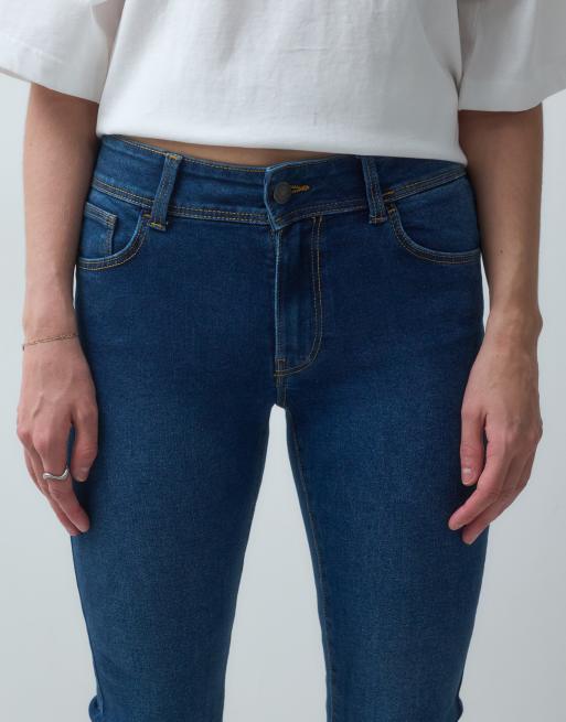 Noisy May Stevie mid rise bootcut jeans in dark blue denim, 4 of 5