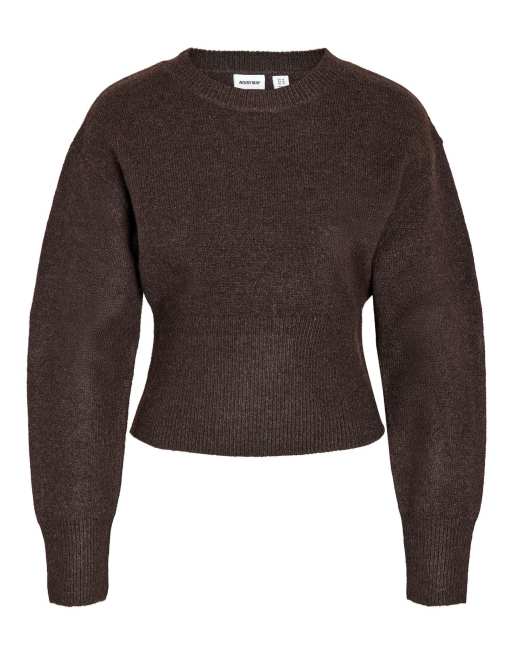 Noisy May stickad pullover i chokladbrun, 6 av 6