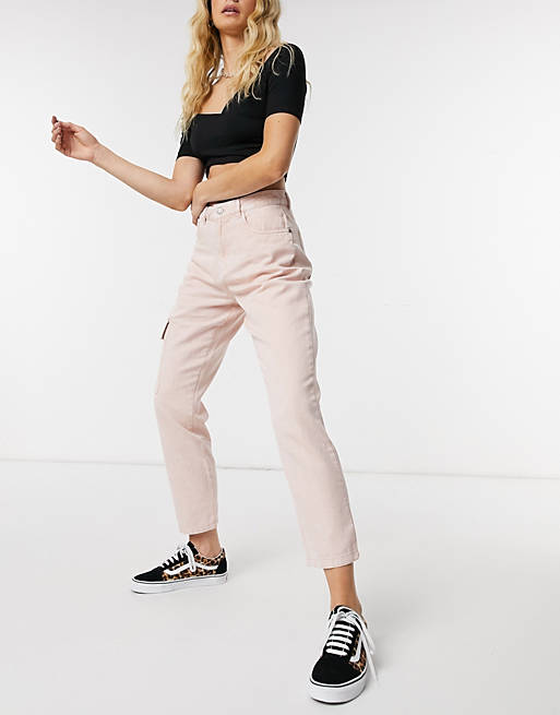  Noisy May straight leg jeans co-ord in pink 