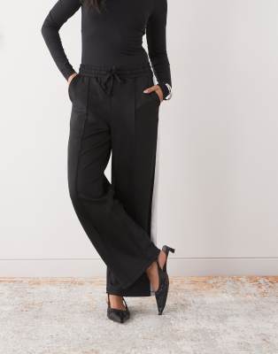 Noisy May Straight Leg Jersey Pants In Black
