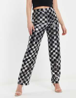 Sequin store plaid pants