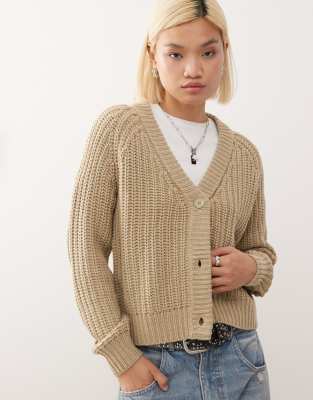 Noisy May - Strickjacke in Beige mit V-Ausschnitt-Neutral