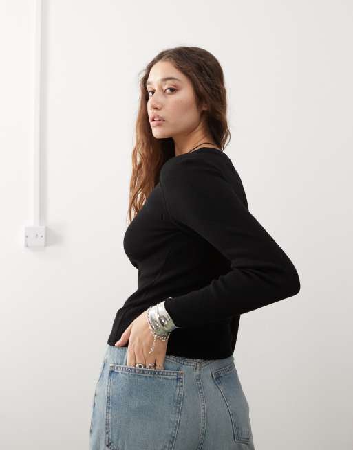 Noisy May – Strickpullover in Schwarz mit Rundhalsausschnitt, 4 von 4