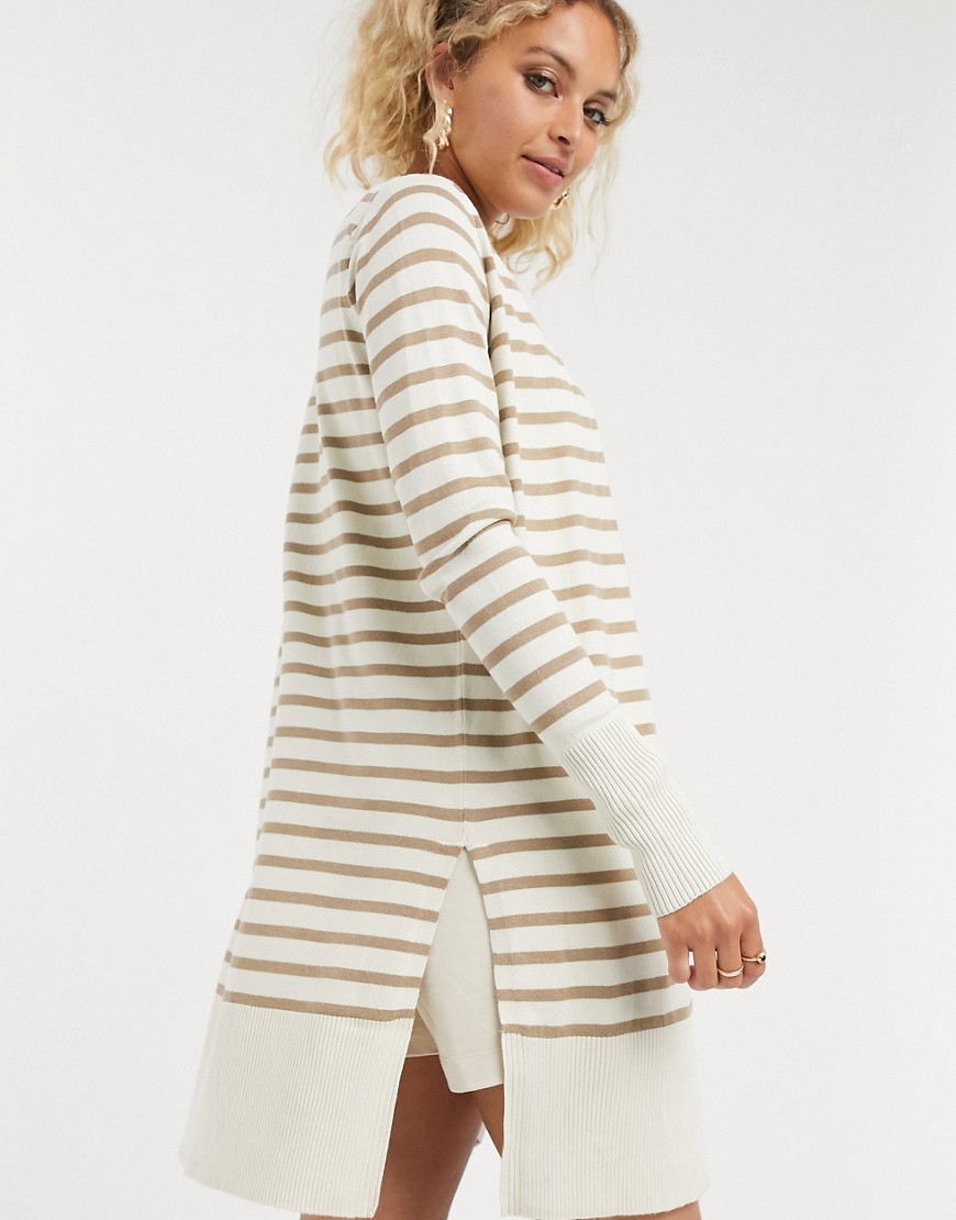 Noisy May striped cardigan in cream-White