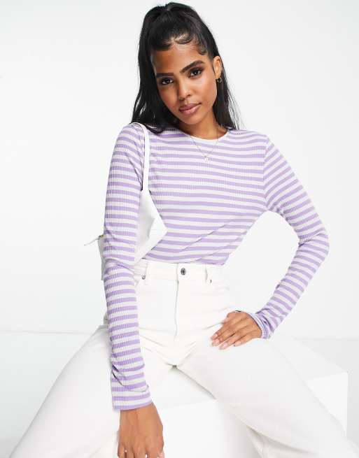 Purple and white long sleeve sale shirt