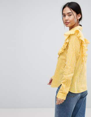 striped ruffle shirt