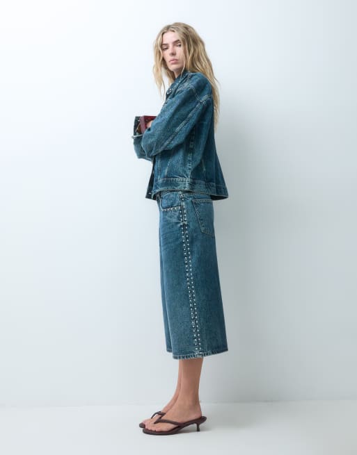 Noisy May studded jorts set in dark vintage washed denim, 4 of 5