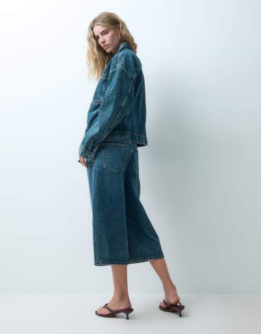 Noisy May studded jorts set in dark vintage washed denim, 5 of 5