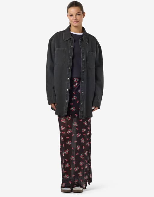 Noisy May surchemise en jean oversize noire, 2 de 6