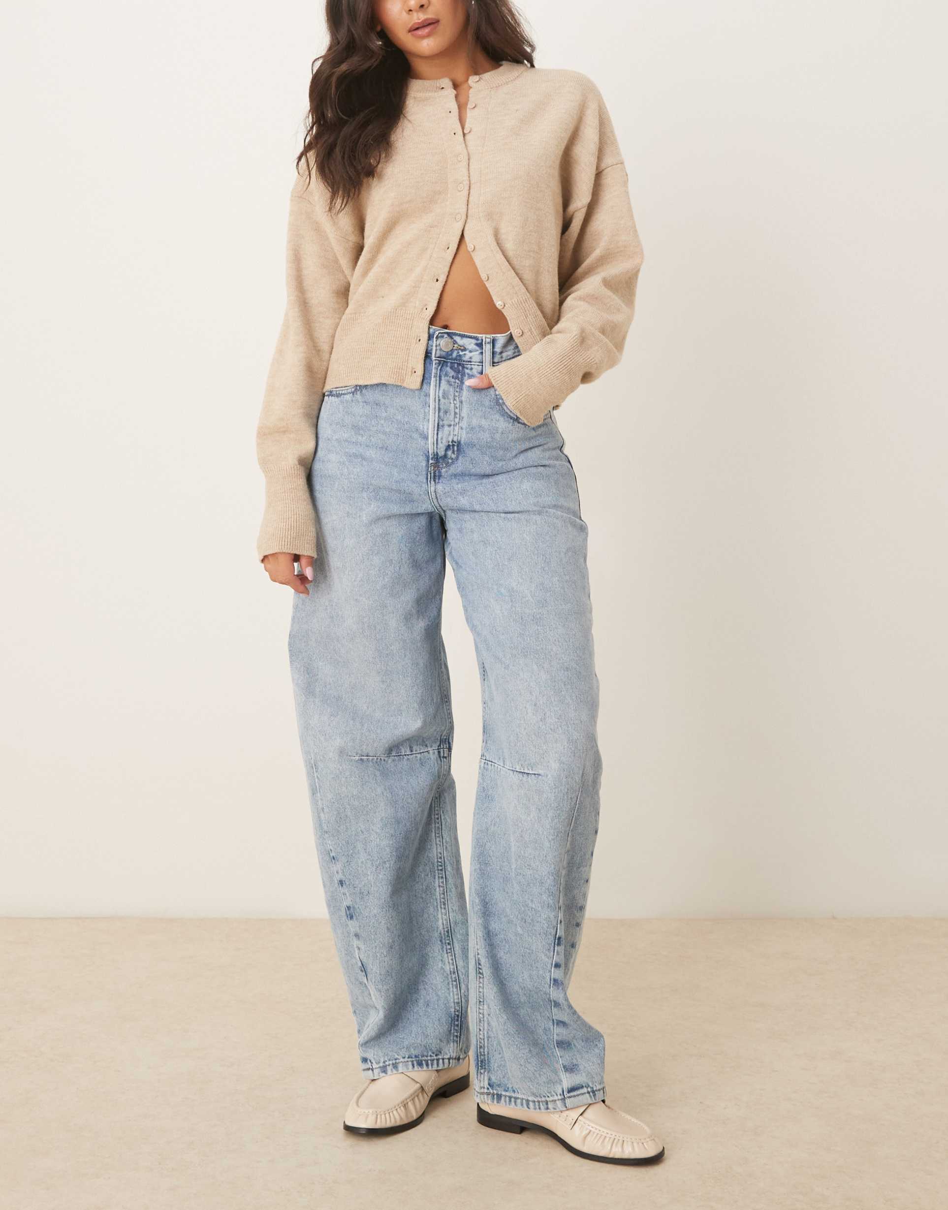 noisy may susanna barrel jeans in light blue denim