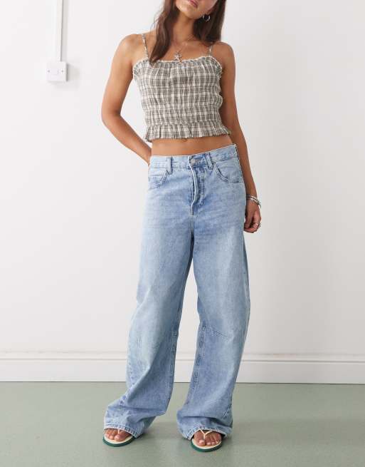 Noisy May - Susanna - Jean large avec coutures sur le devant - Bleu denim clair