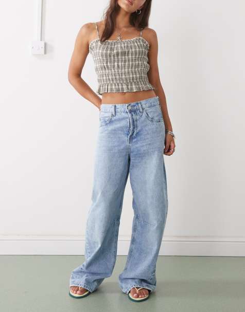 Noisy May - Susanna - Lyseblå tøndeformede denimjeans med sømdetaljer foran - view 1