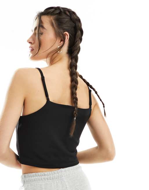 Noisy May – Svart crop top i seamless med smala axelband , 2 av 4