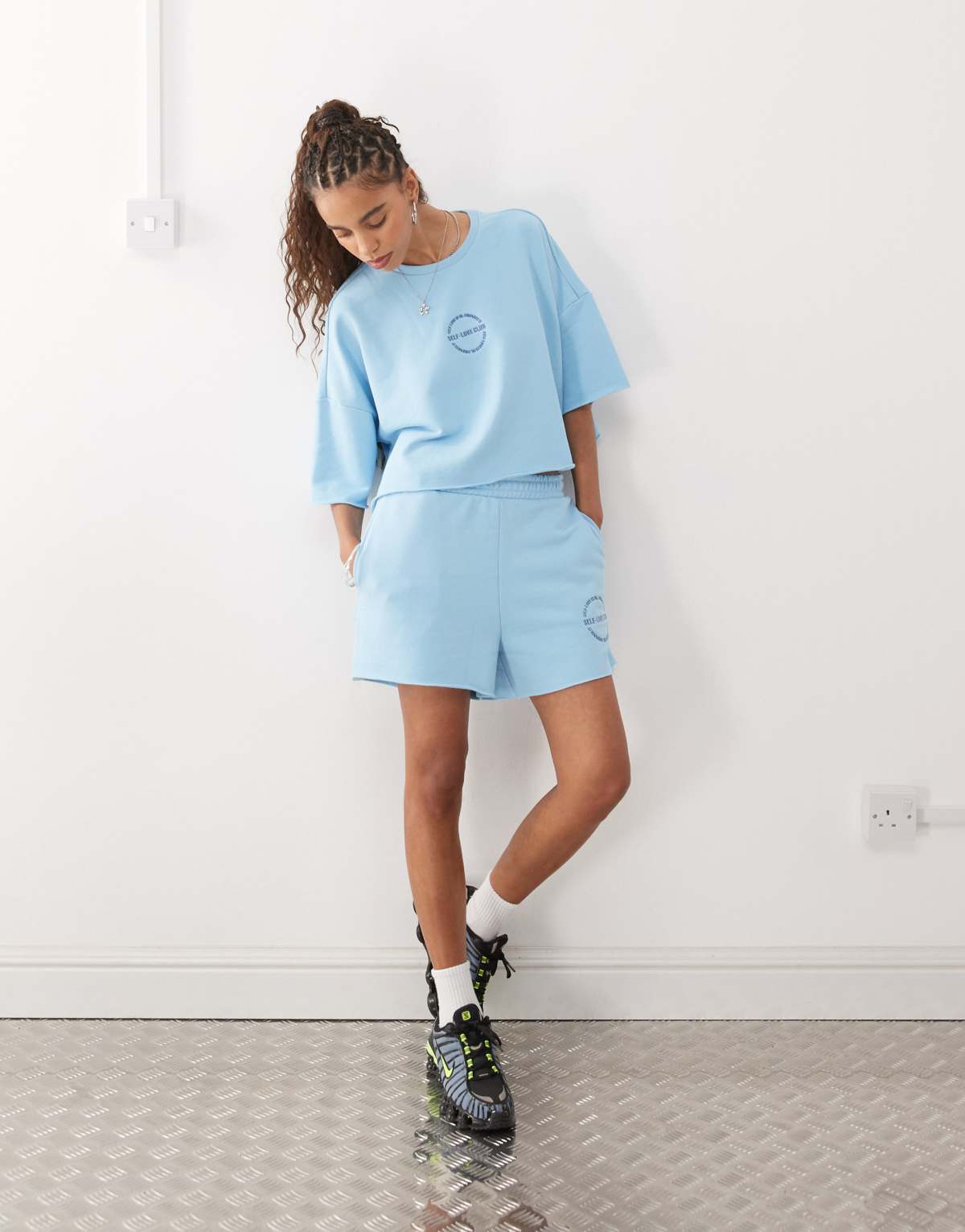 Noisy May sweat co-ord in light blue