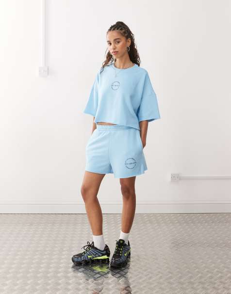 Noisy May sweat short co-ord in light blue - view 1