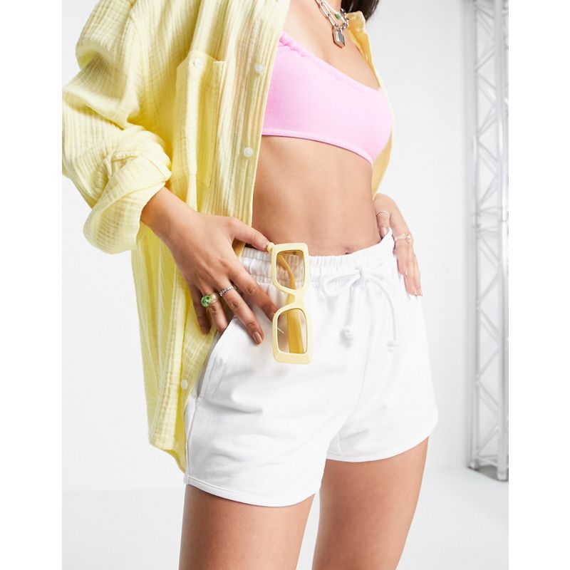 Noisy May – Sweat-Shorts aus Bio-Baumwolle in Weiß mit Kordelzug in der Taille