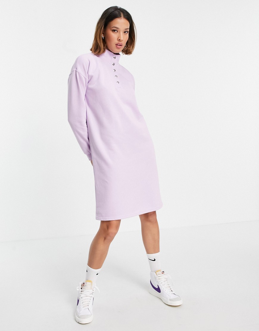 Noisy May sweatshirt dress with high neck in pale purple