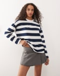 [Noisy May] Noisy May sweatshirt in white & navy stripe L Snow White