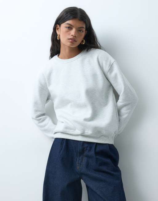 Noisy May sweatshirt med rund hals i lysegrå, 4 af 4
