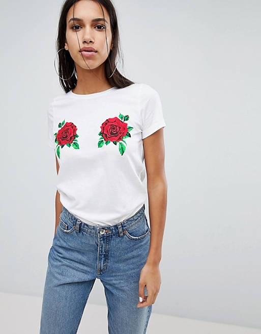 Noisy May - T-shirt à imprimé roses