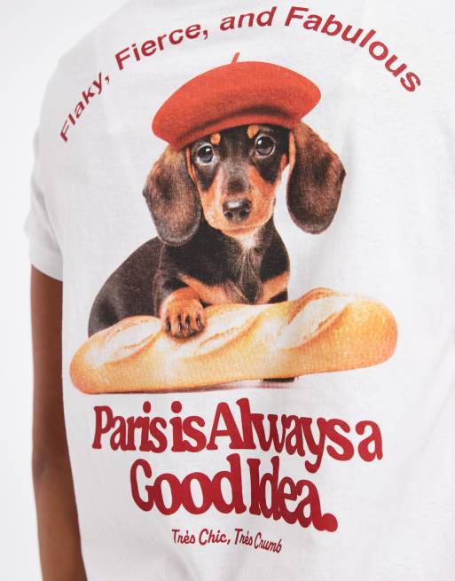 Noisy May - T-shirt coupe classique à imprimé teckel - Blanc, 3 de 4