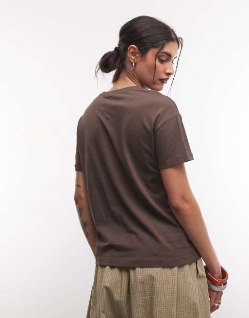 Noisy May T-Shirt in Schokobraun mit regulärer Passform, 4 von 4