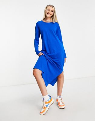 Noisy May maxi t-shirt dress with side split in bright blue - ASOS Price Checker