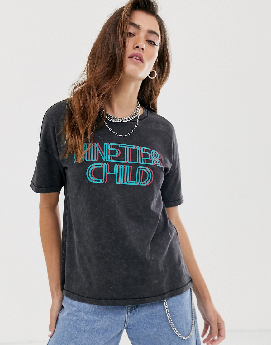 Noisy May - T-shirt met Nineties child-logo-Zwart