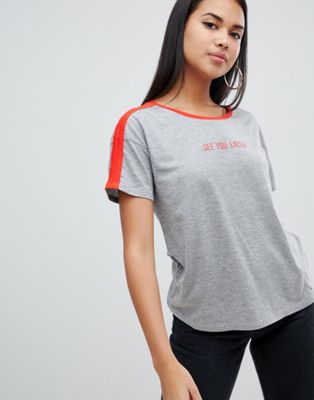 Noisy May - T-shirt met 'See you later'-slogan-Grijs