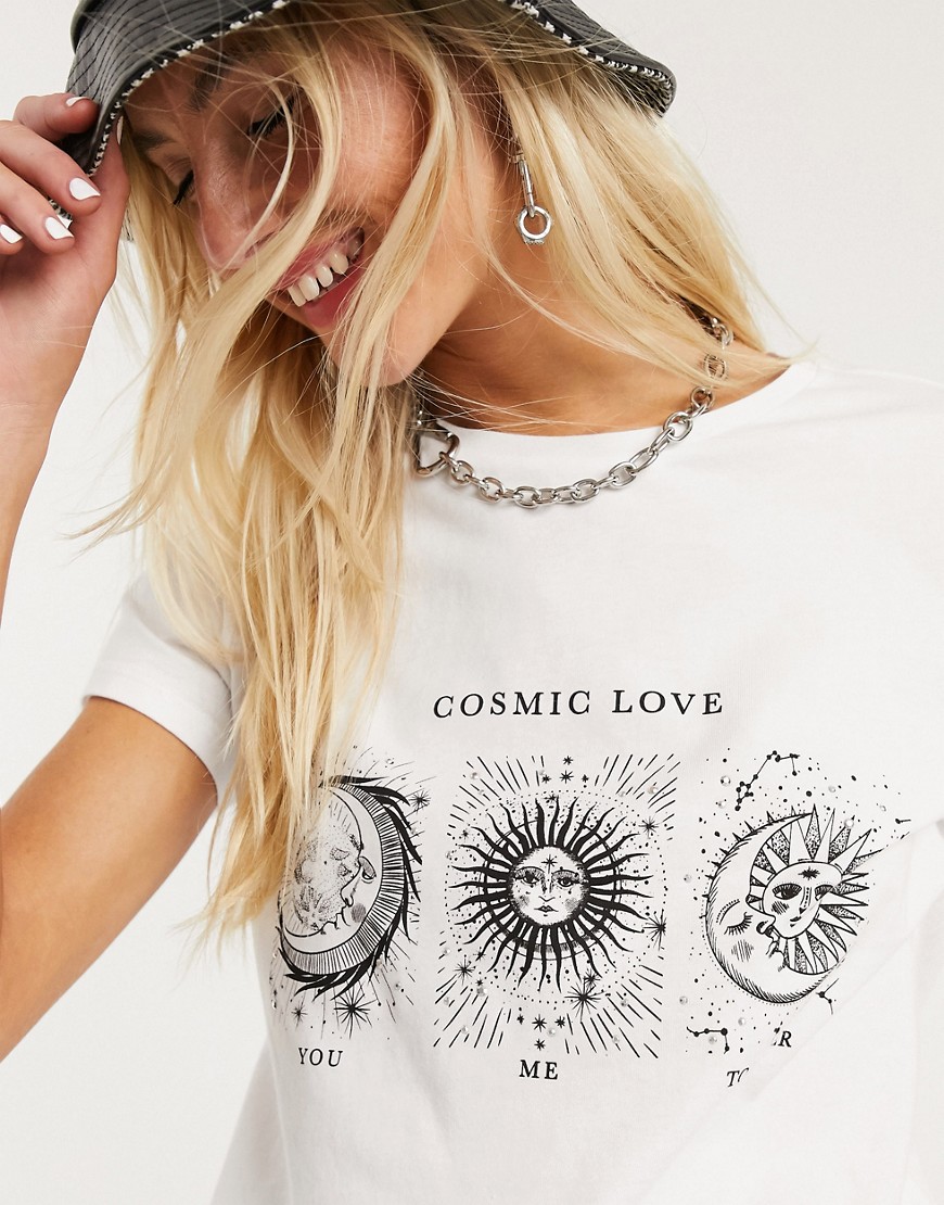 Noisy May - T-shirt met zodiakprint in wit