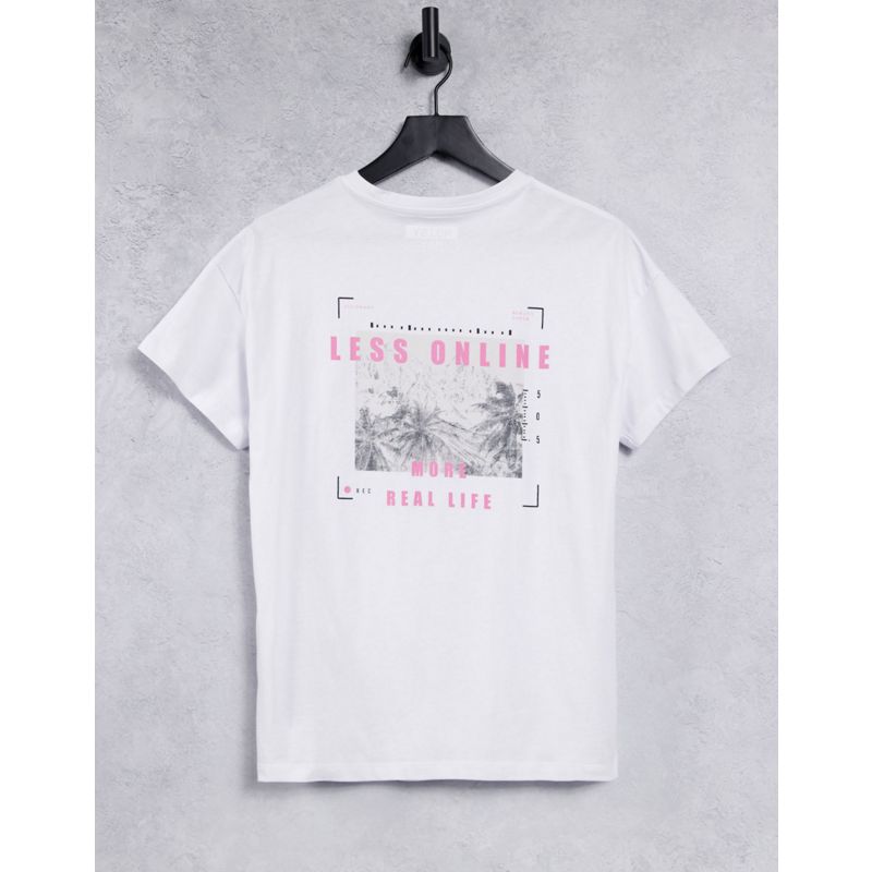 Noisy May – T-Shirt mit Slogan in Weiß