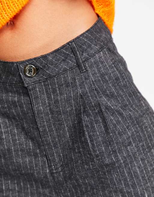 Monki tailored pants in gray herringbone