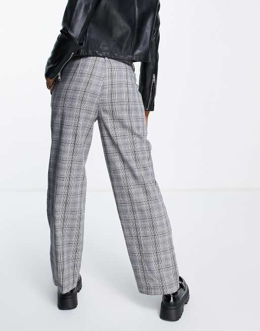 Noisy May tailored dad pants in gray check, 2 of 4