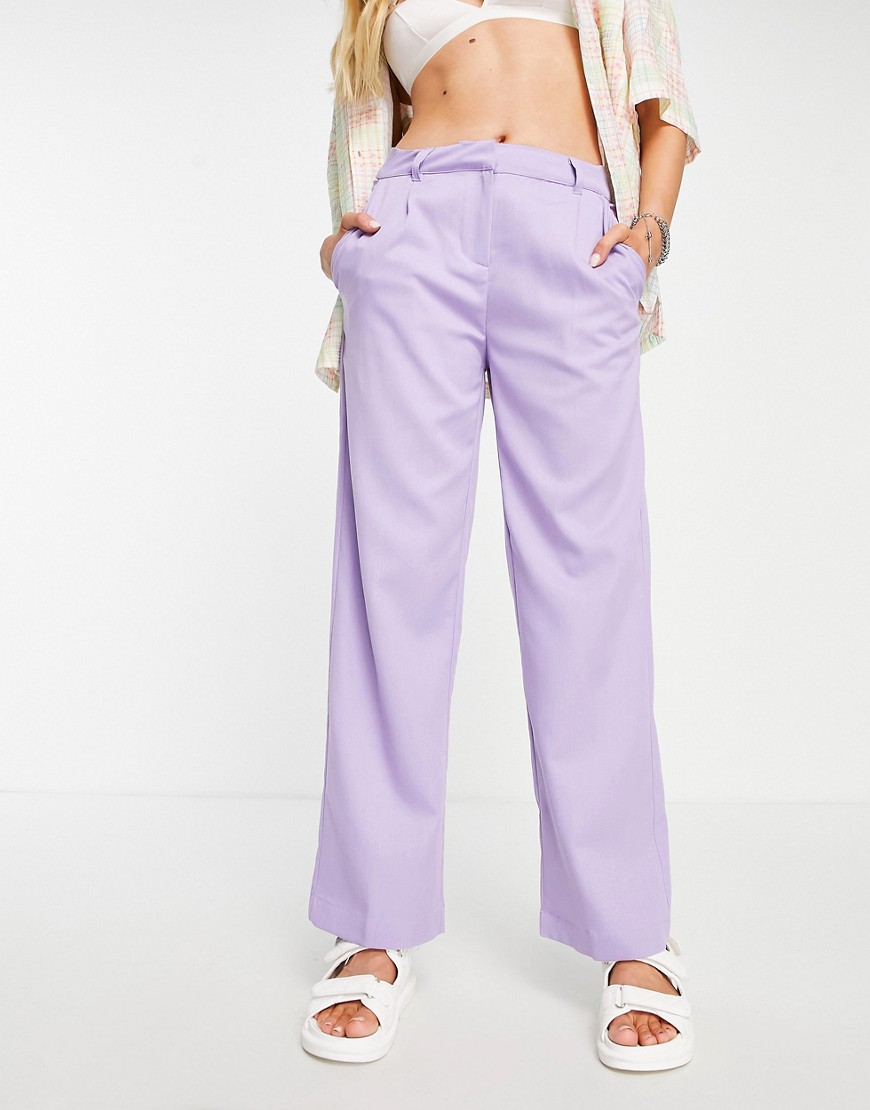 Noisy May tailored dad pants in lilac-Purple