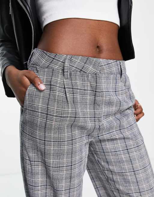 Noisy May tailored dad trousers in grey check, 3 of 4