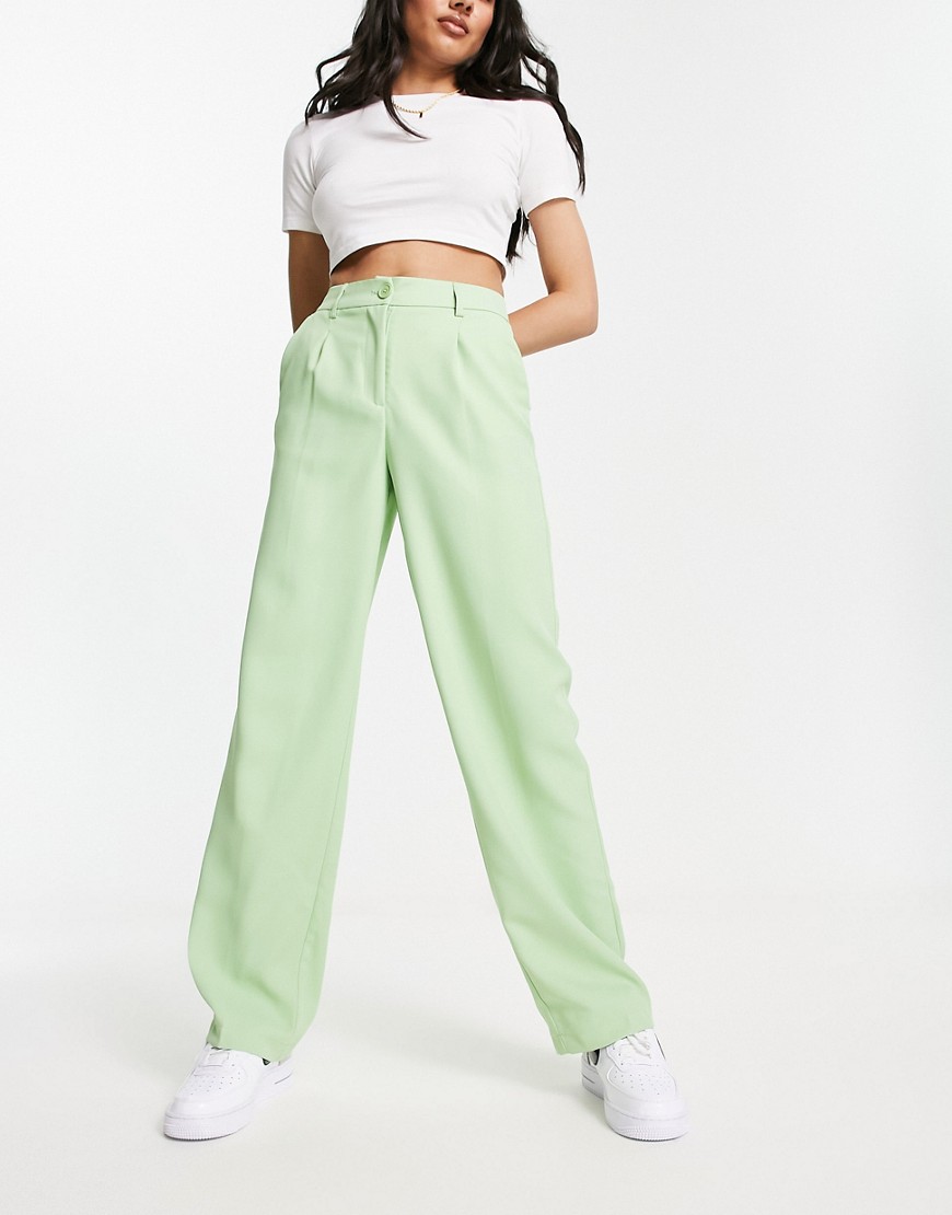 Noisy May tailored straight leg trousers in pale green