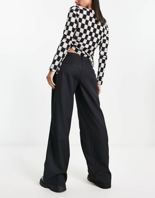 Noisy May tailored wide leg dad trouser in black