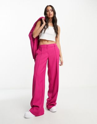 Noisy May tailored wide leg trousers co-ord in pink