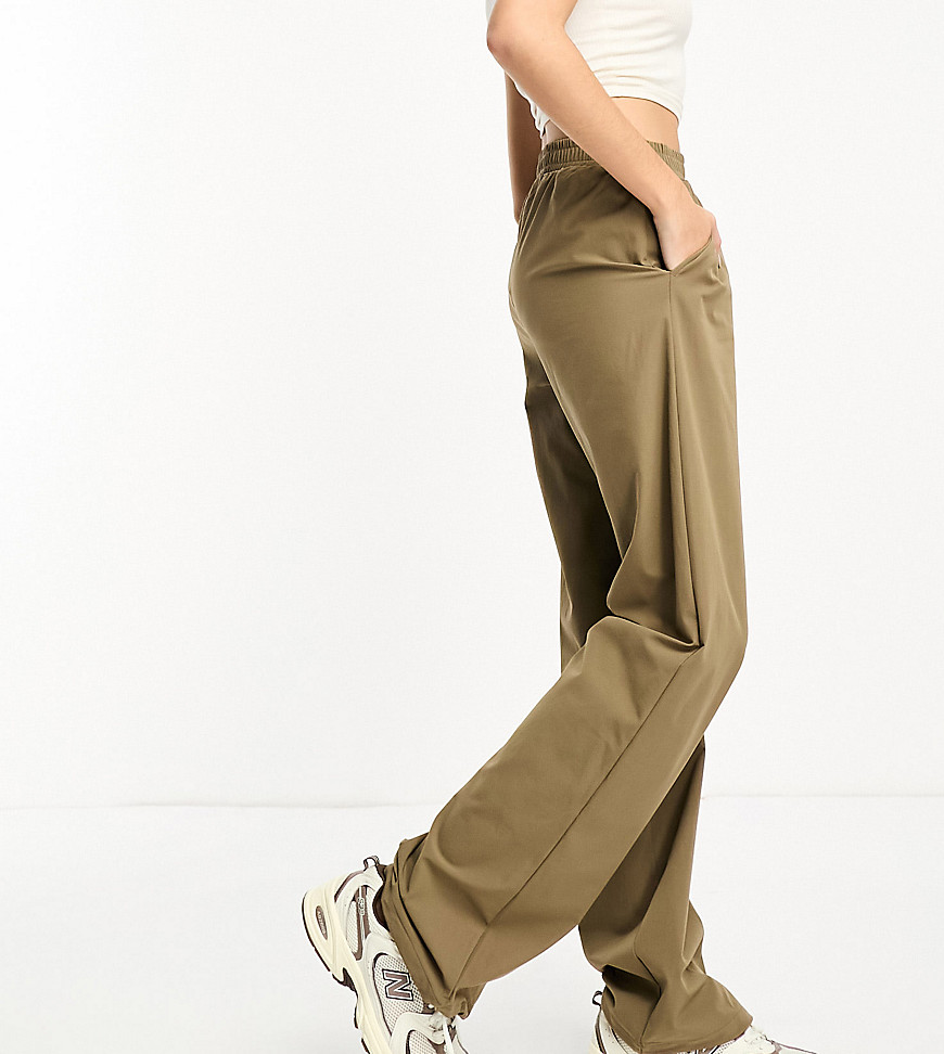 Noisy May Tall Ankle Drawstring Pants In Beige-brown
