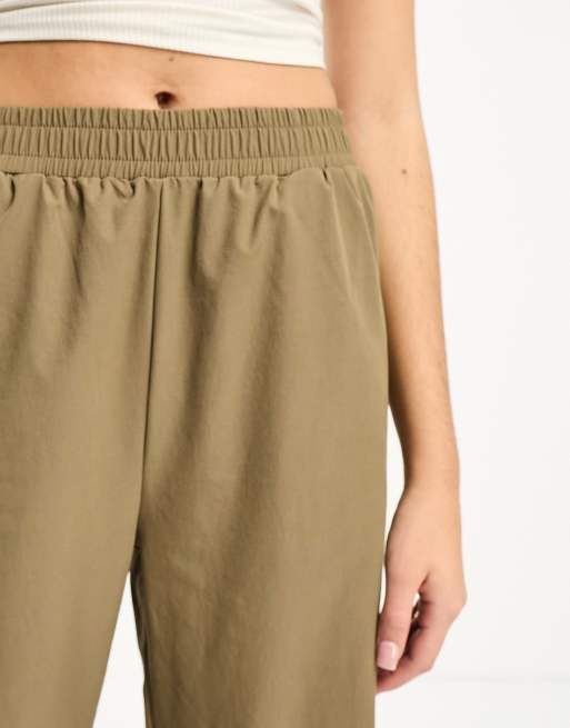 Noisy May Tall ankle drawstring pants in beige | ASOS